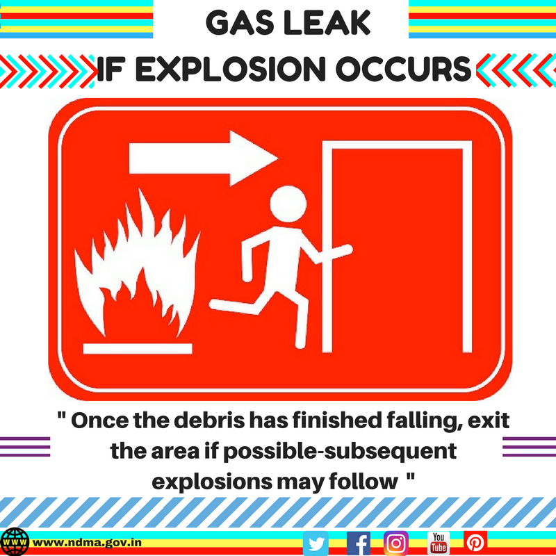 Once the debris has finished falling, exit the area if possible – subsequent explosions may follow